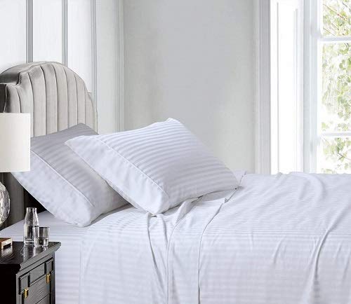 Juego de sábanas para cama de agua tamaño -Blanco con rayas - Imagen 3