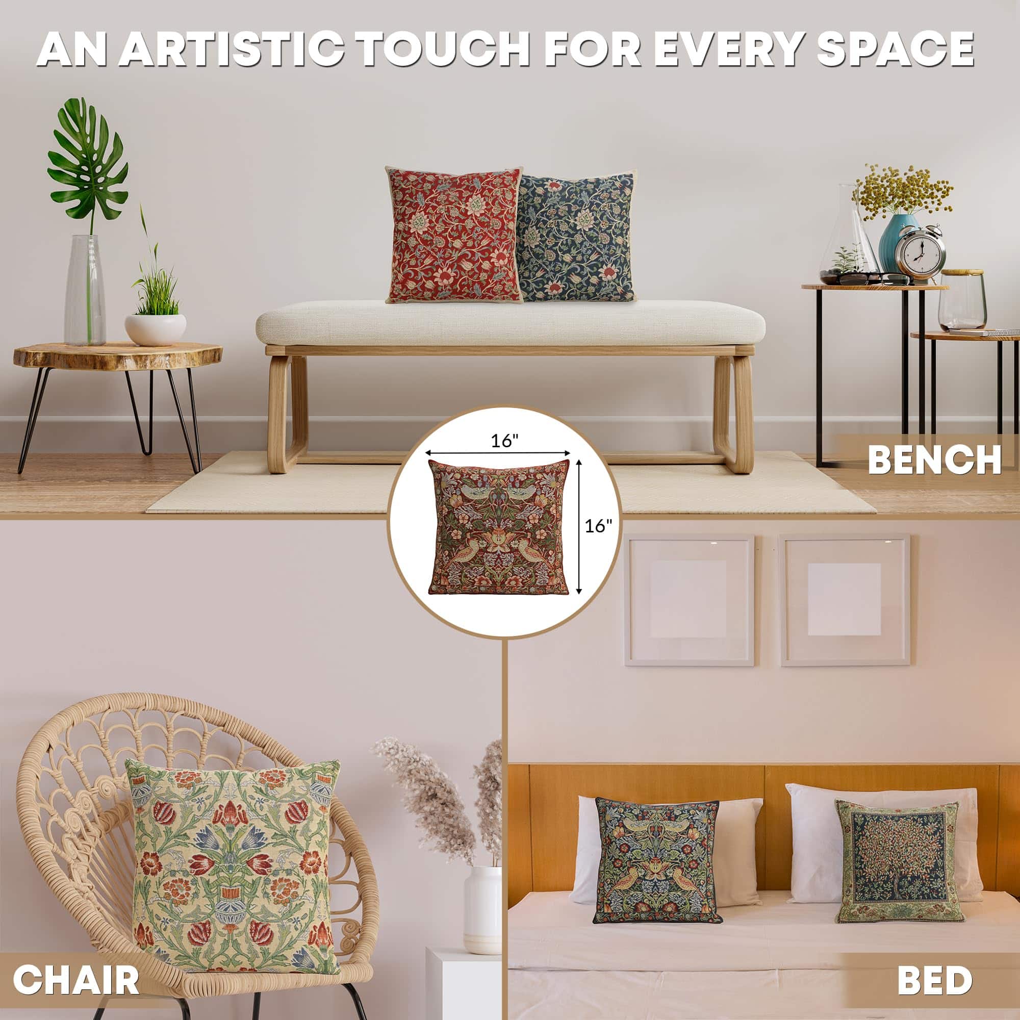 Fundas de cojín Charlotte Home Furnishings 16x16 pulgadas, - Imagen 6