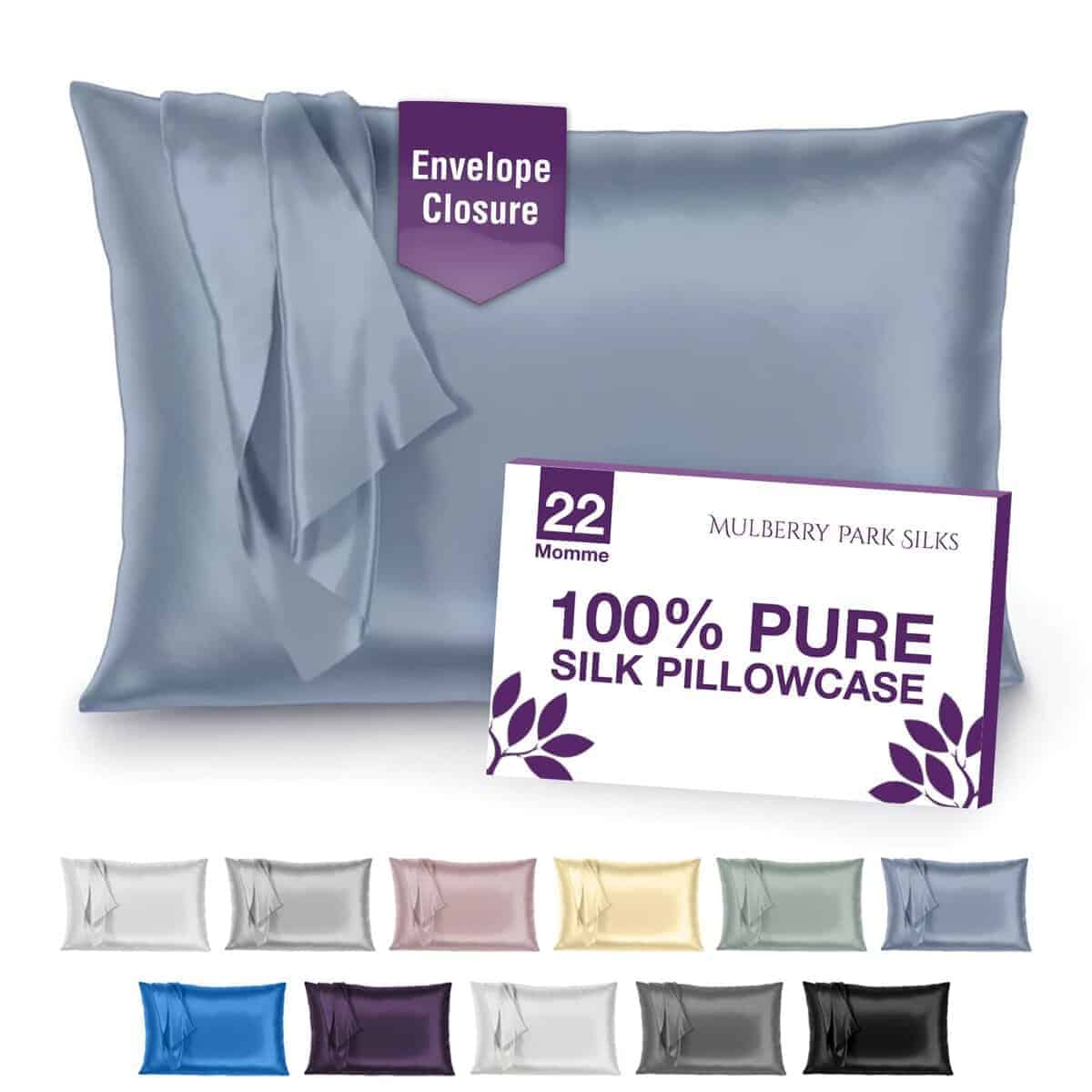 Funda de Almohada de Seda 100% Mulberry Park -Azul Acero