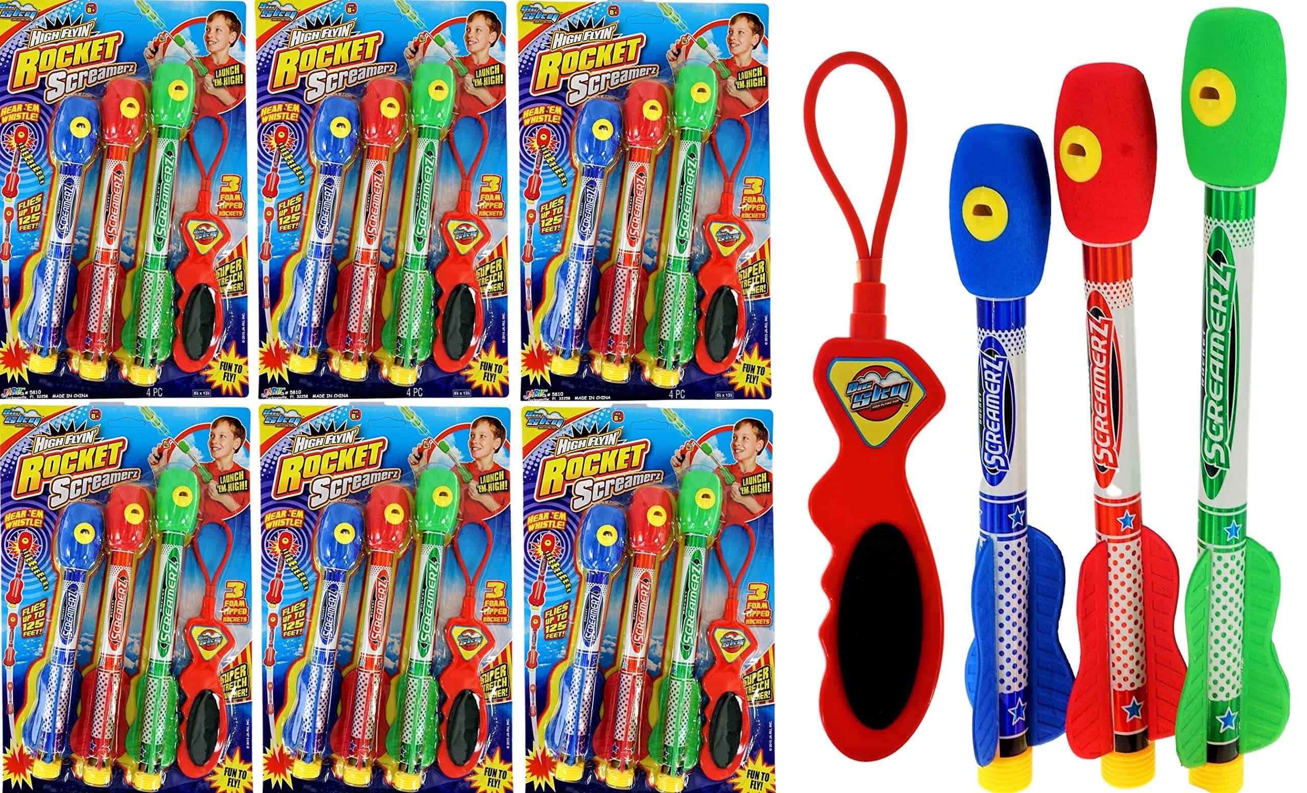 JA-RU Slingshot Flying Rocket w/Sound Toy 10.5" (6 Sets)