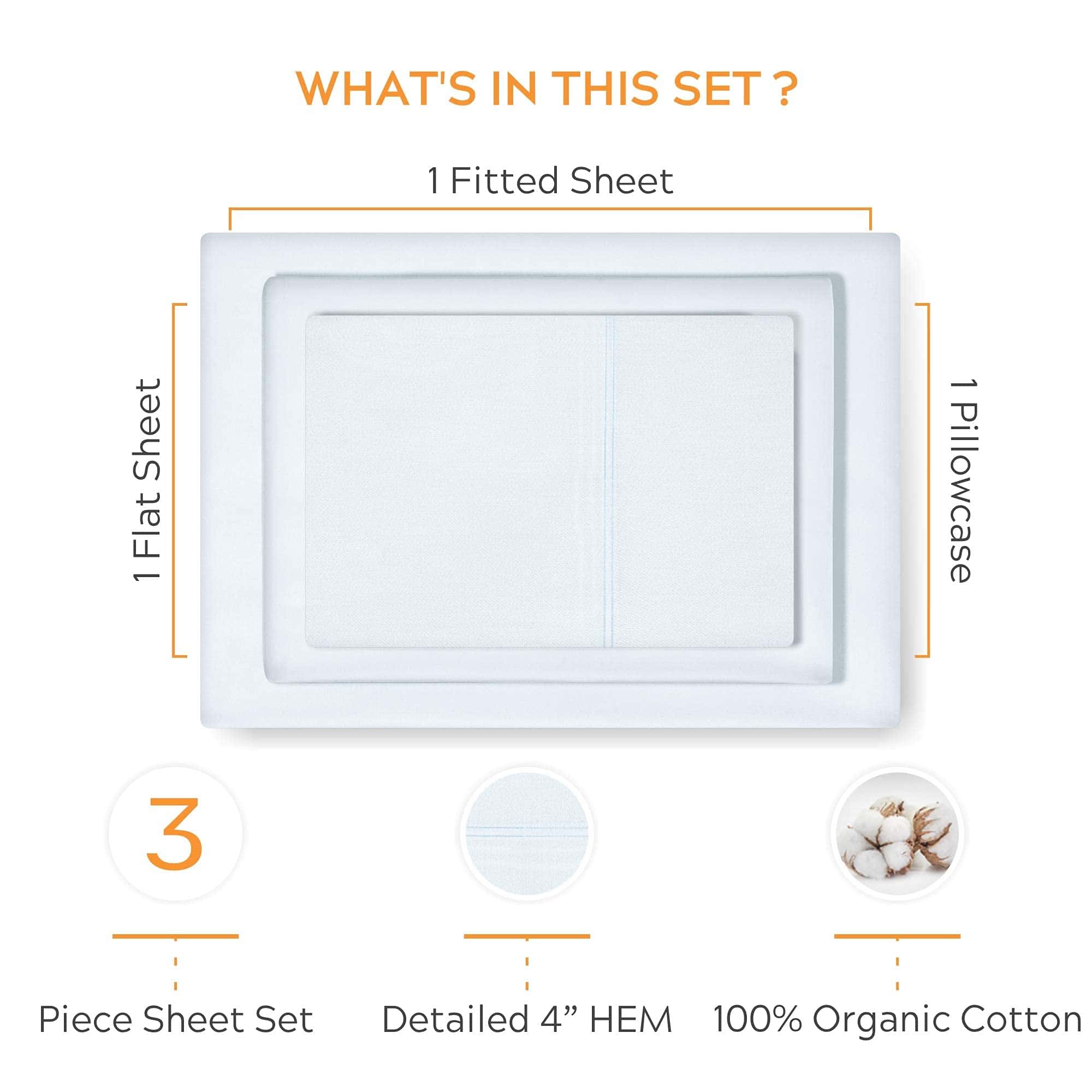 Juego de sábanas premium 100% algodón orgánico -Azul - Imagen 5