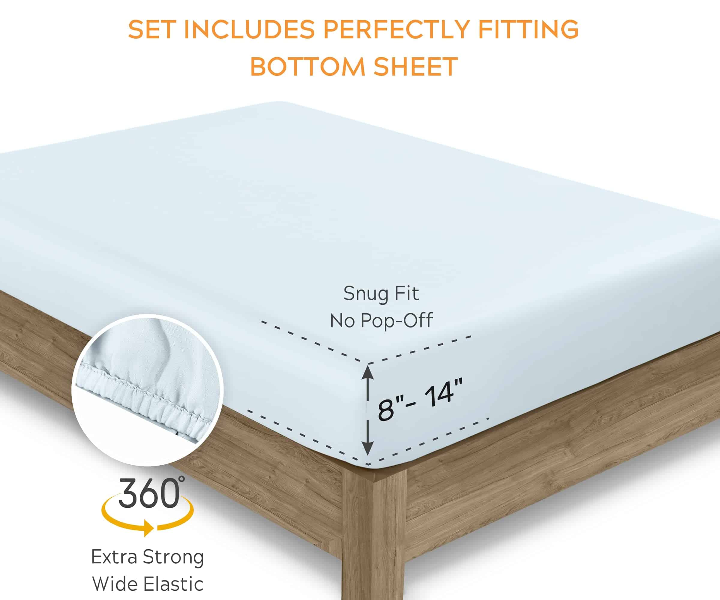 Juego de sábanas Twin XL 100% algodón orgánico de lujo de - Imagen 7