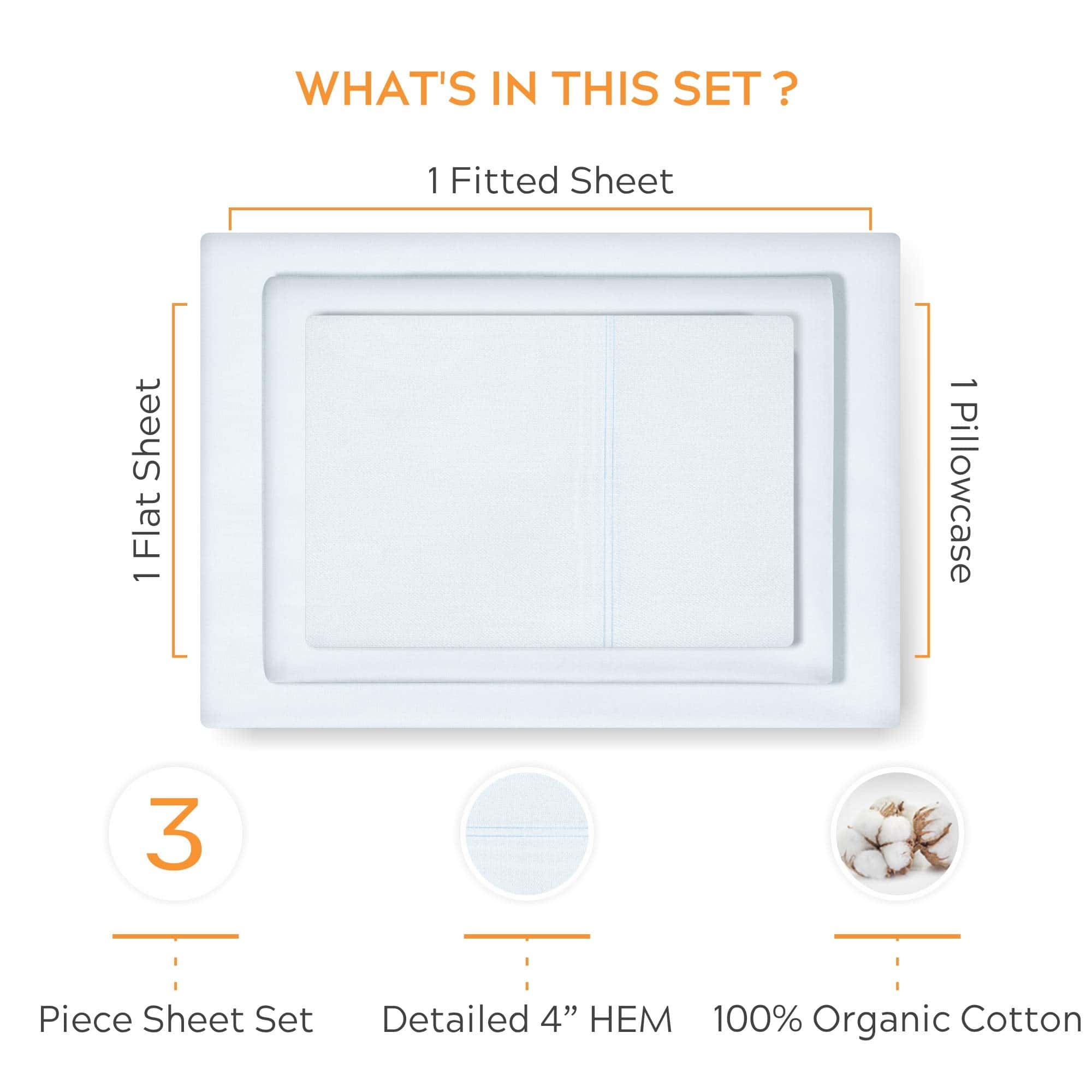 Juego de sábanas Twin XL 100% algodón orgánico de lujo de - Imagen 5