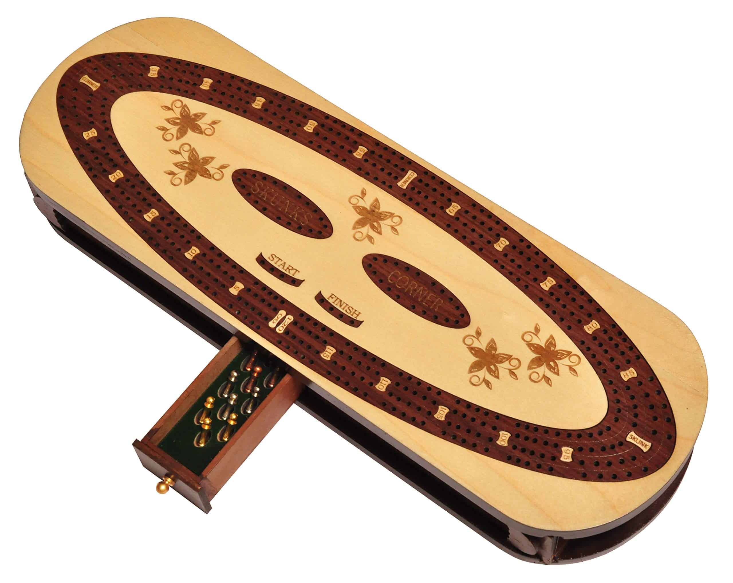Tablero de Cribbage Ovalado de Madera de Lujo de PALM ROYAL