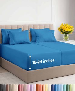 Juego de sábanas Extra Deep Split King - -Azul Denim