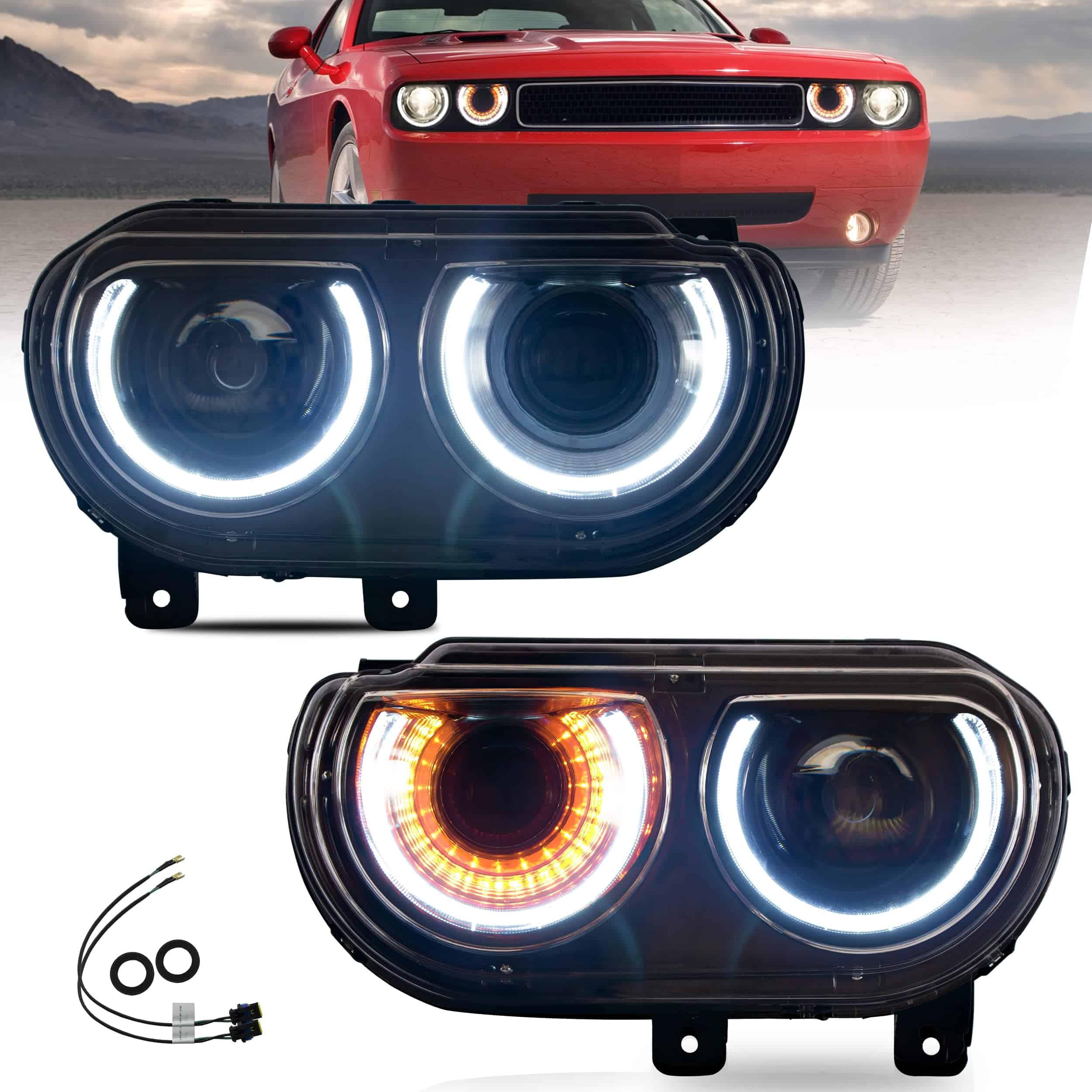 Faros Frontales VLAND para Dodge Challenger 2008-2014 3ra
