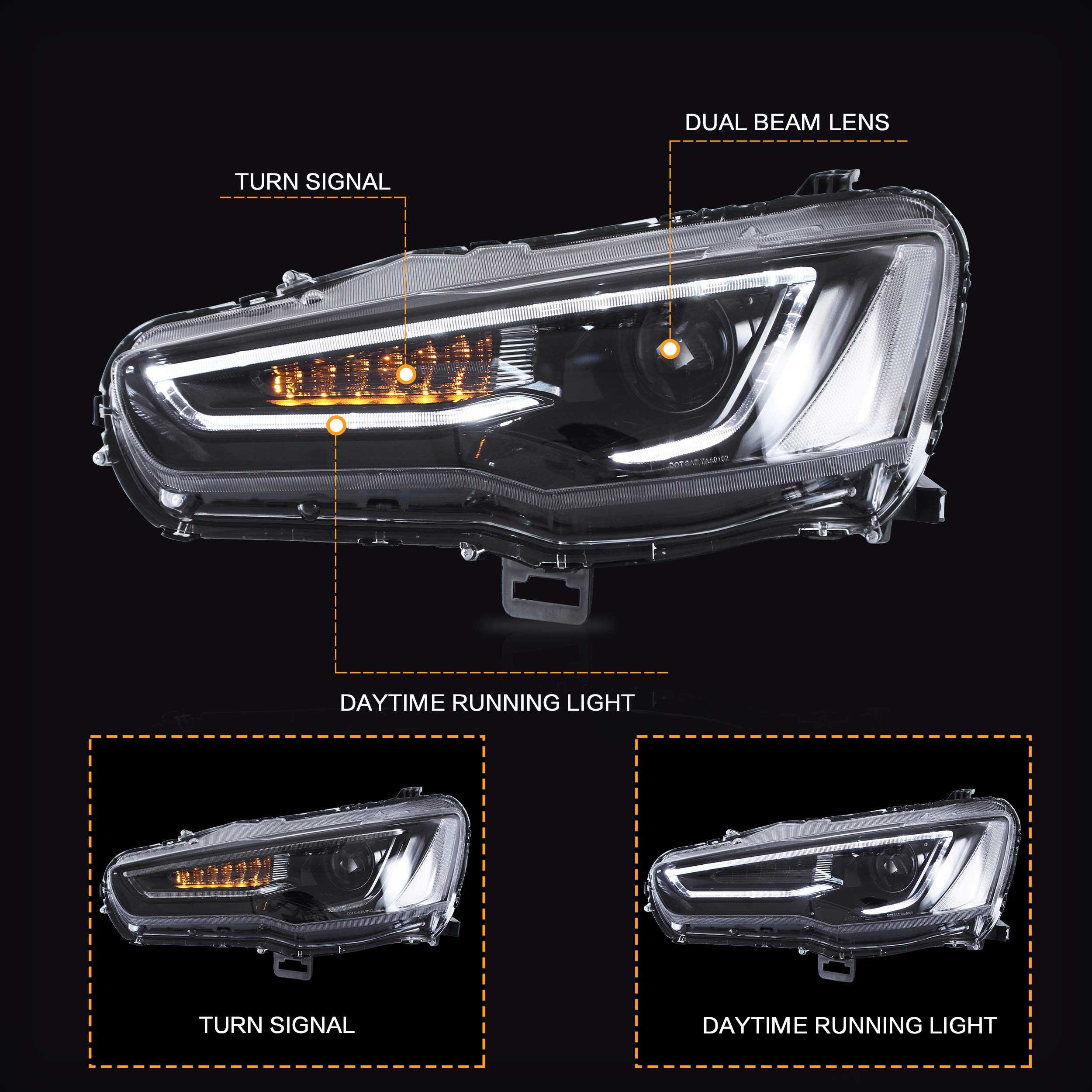 Faros delanteros VLAND para Mitsubishi Lancer & EVO X - Imagen 3