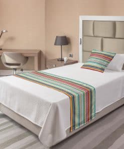 Set de Corredor de Cama Étnico Lunarable, Estilo Doodle