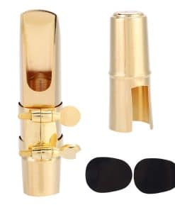 Boquilla de saxofón profesional de metal chapado en oro con