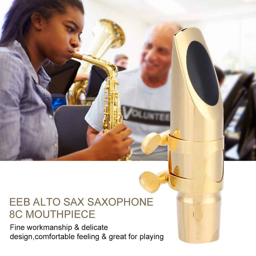 Boquilla de saxofón profesional de metal chapado en oro con - Imagen 3