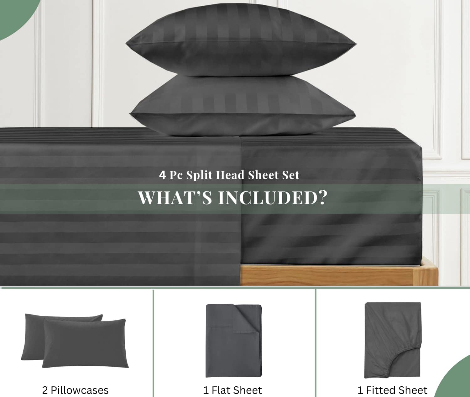 Juego de sábanas Top Split King para camas -Gris Oscuro - Imagen 3