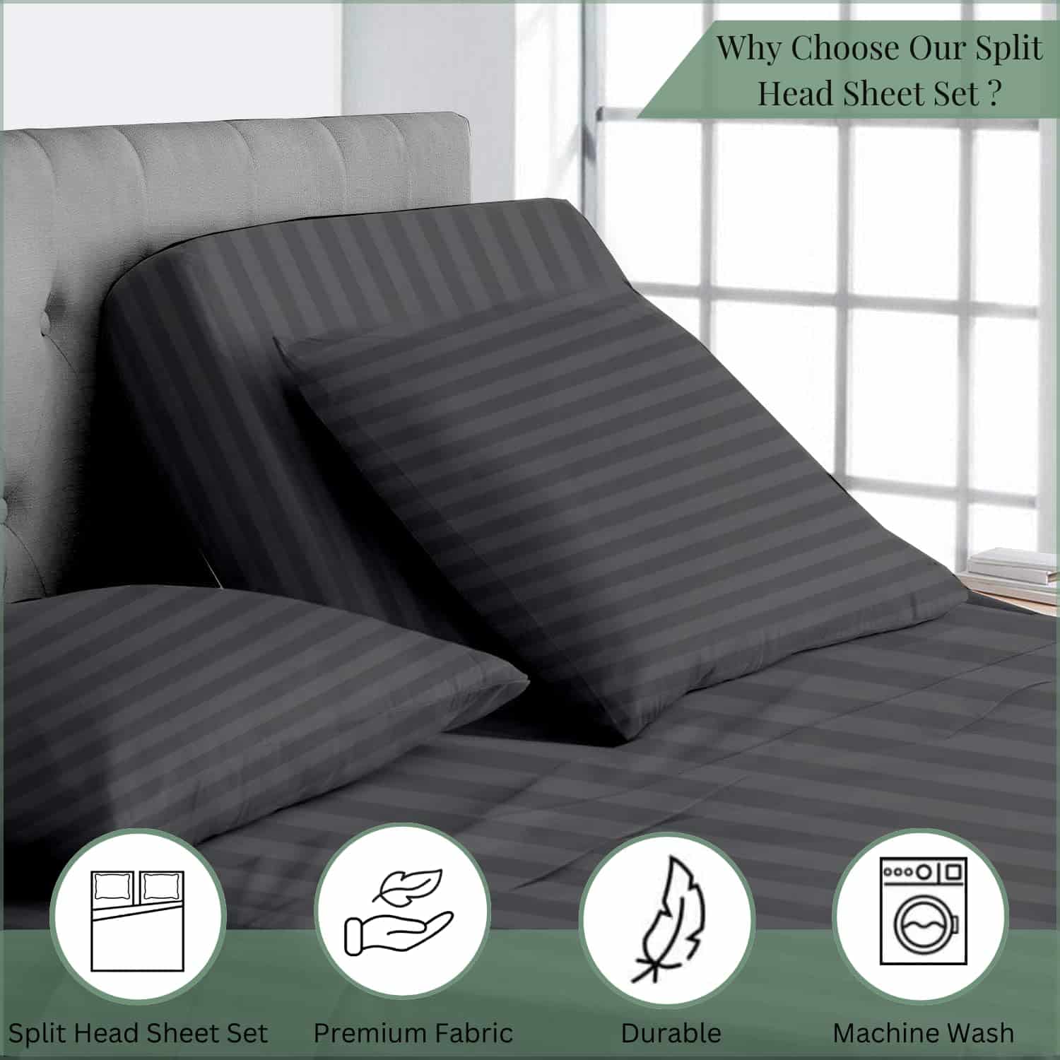Juego de sábanas Top Split King para camas -Gris Oscuro - Imagen 5