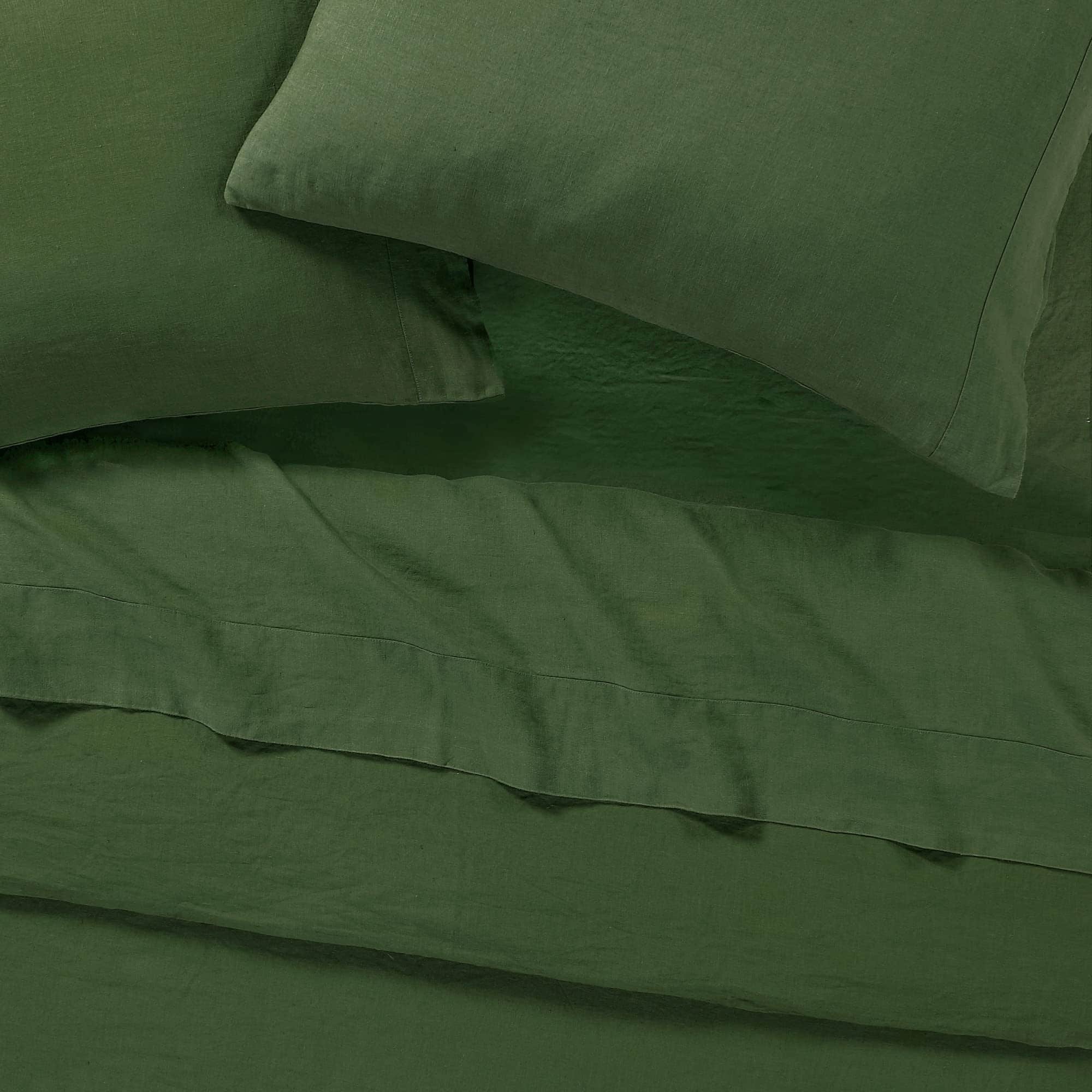 Juego de sábanas de lino orgánico francés -Verde Bosque - Imagen 6