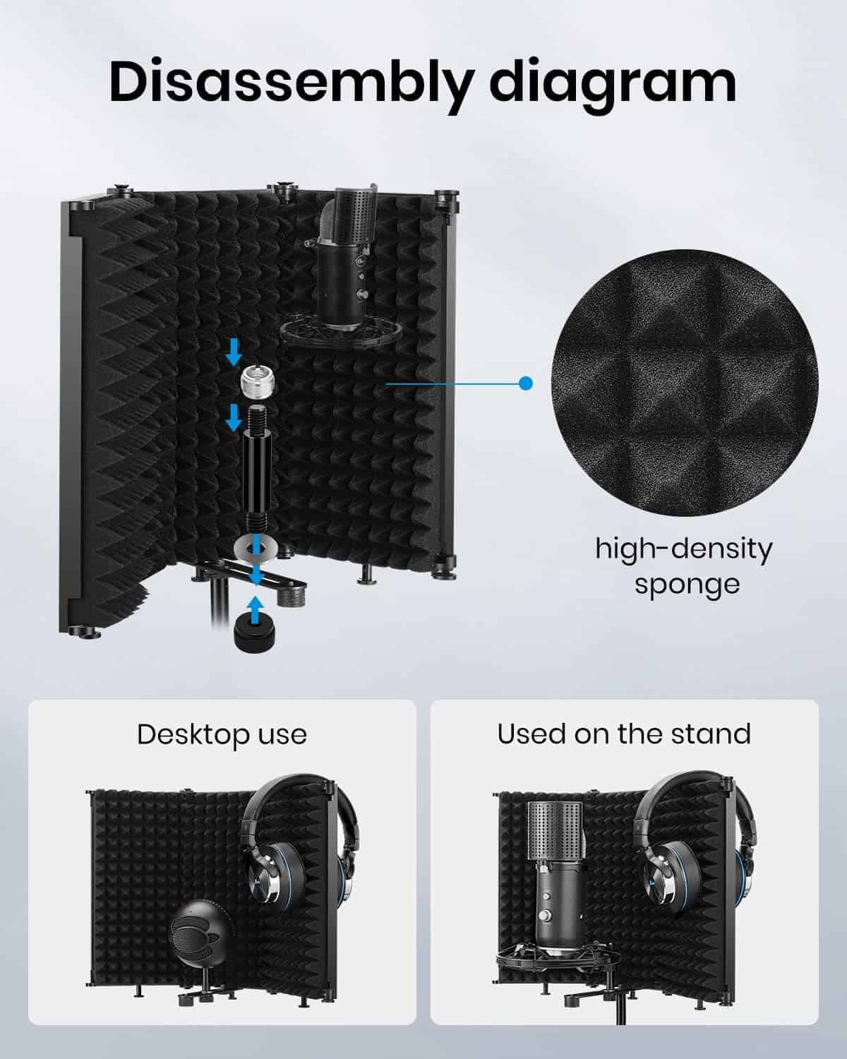 Pantalla de Aislamiento de Micrófono Moukey, Pantalla de - Imagen 5