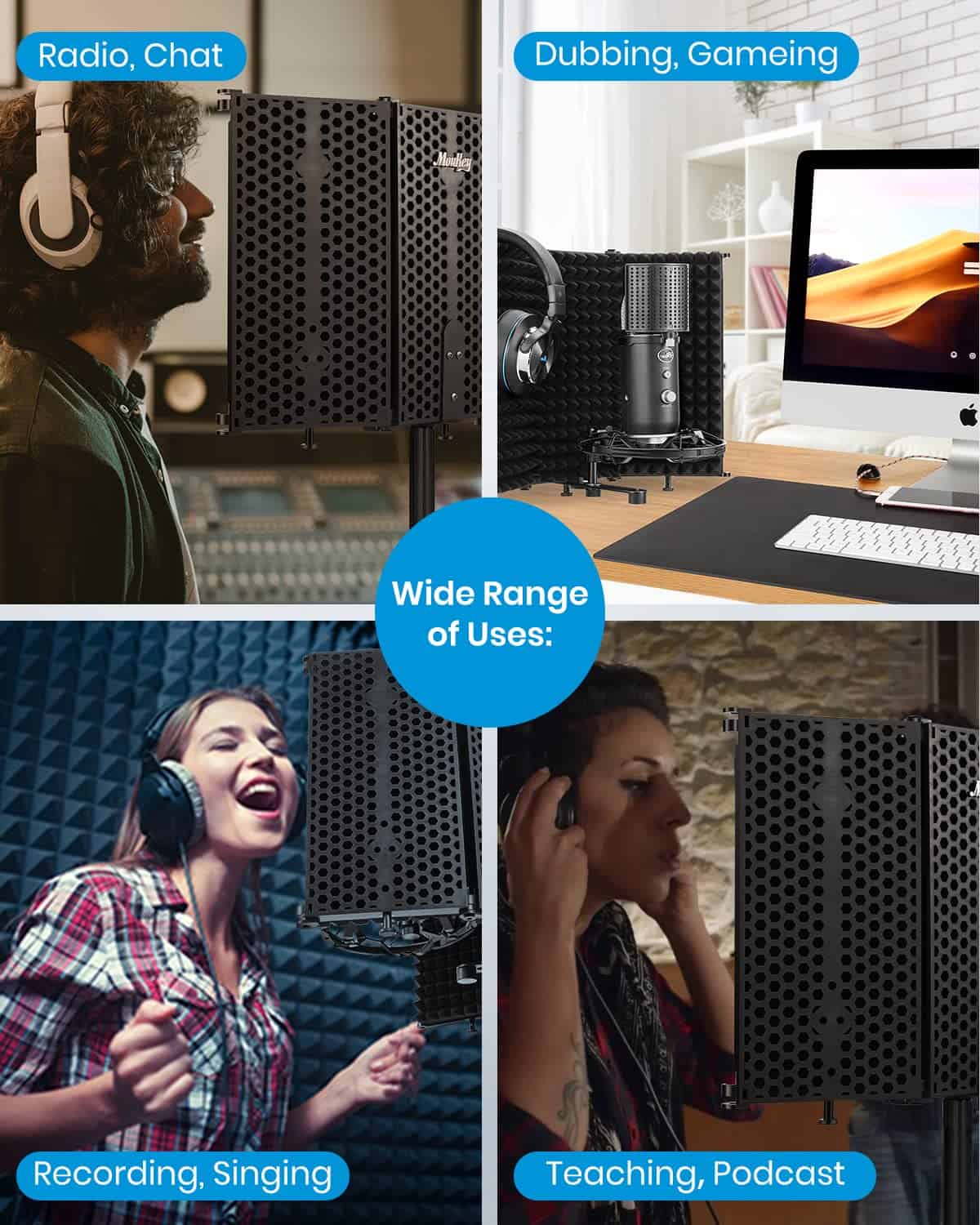 Pantalla de Aislamiento de Micrófono Moukey, Pantalla de - Imagen 6