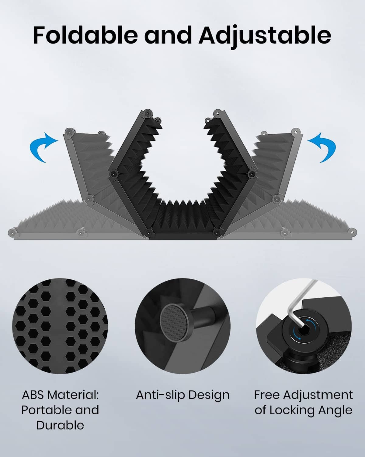Moukey Escudo Aislante para Micrófono, Pantalla Plegable - Imagen 4