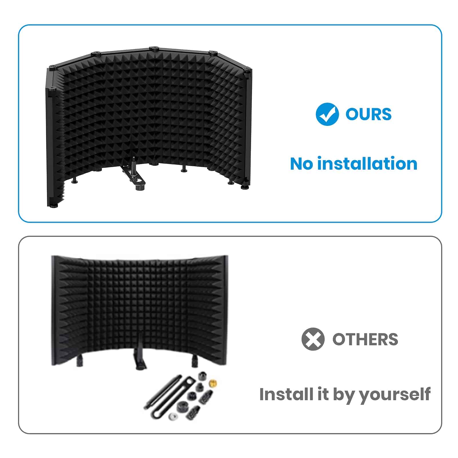 Moukey Escudo Aislante para Micrófono, Pantalla Plegable - Imagen 8