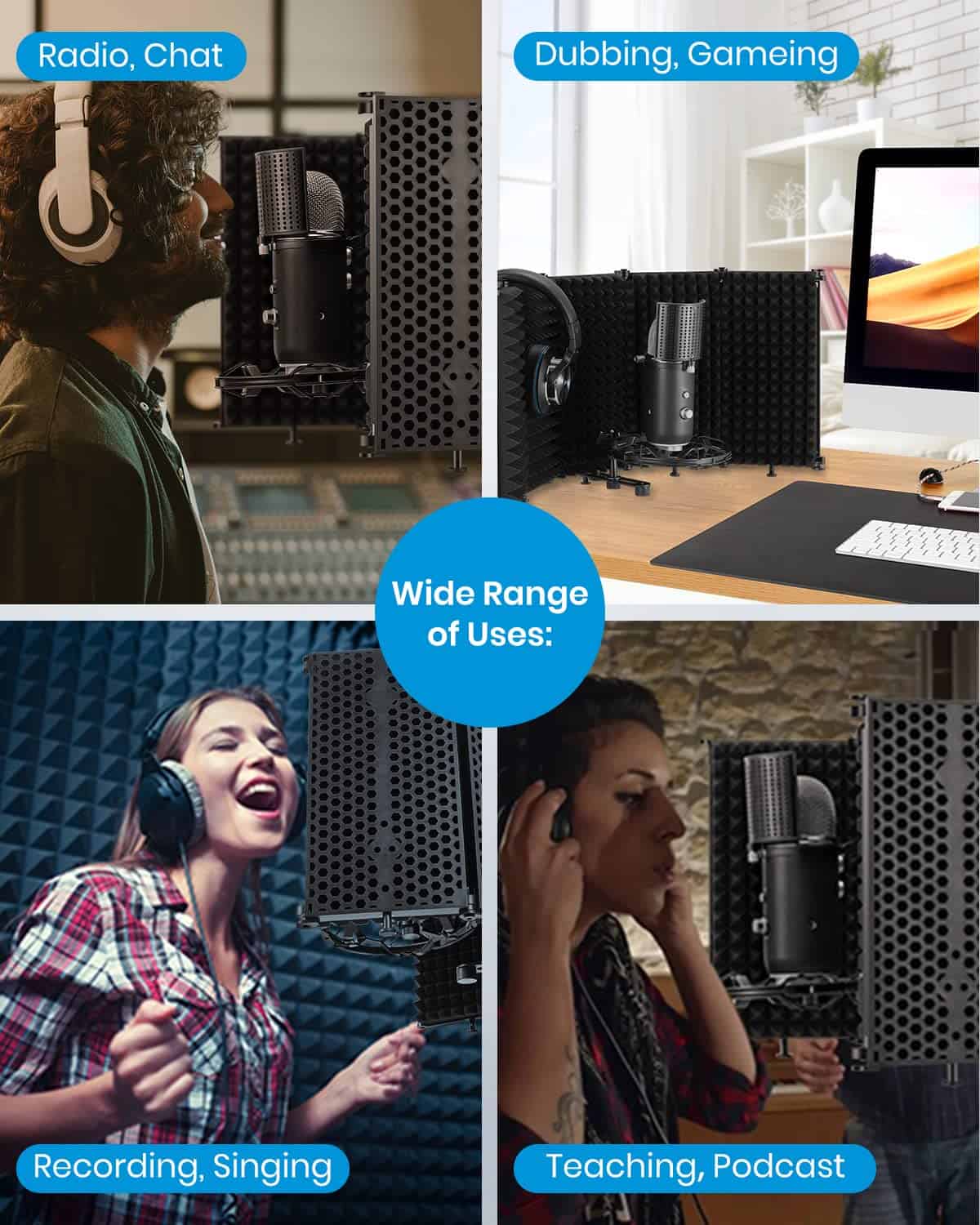 Moukey Escudo Aislante para Micrófono, Pantalla Plegable - Imagen 7