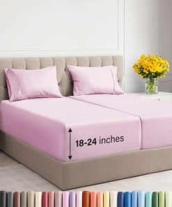 Juego de Sábanas Divididas Extra Deep Pocket -Rosa Claro