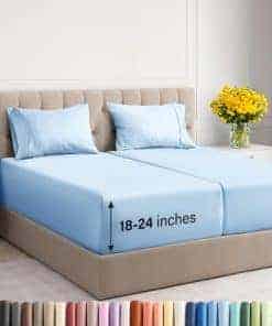 Juego de Sábanas Extra Deep Pocket Split -Azul Claro