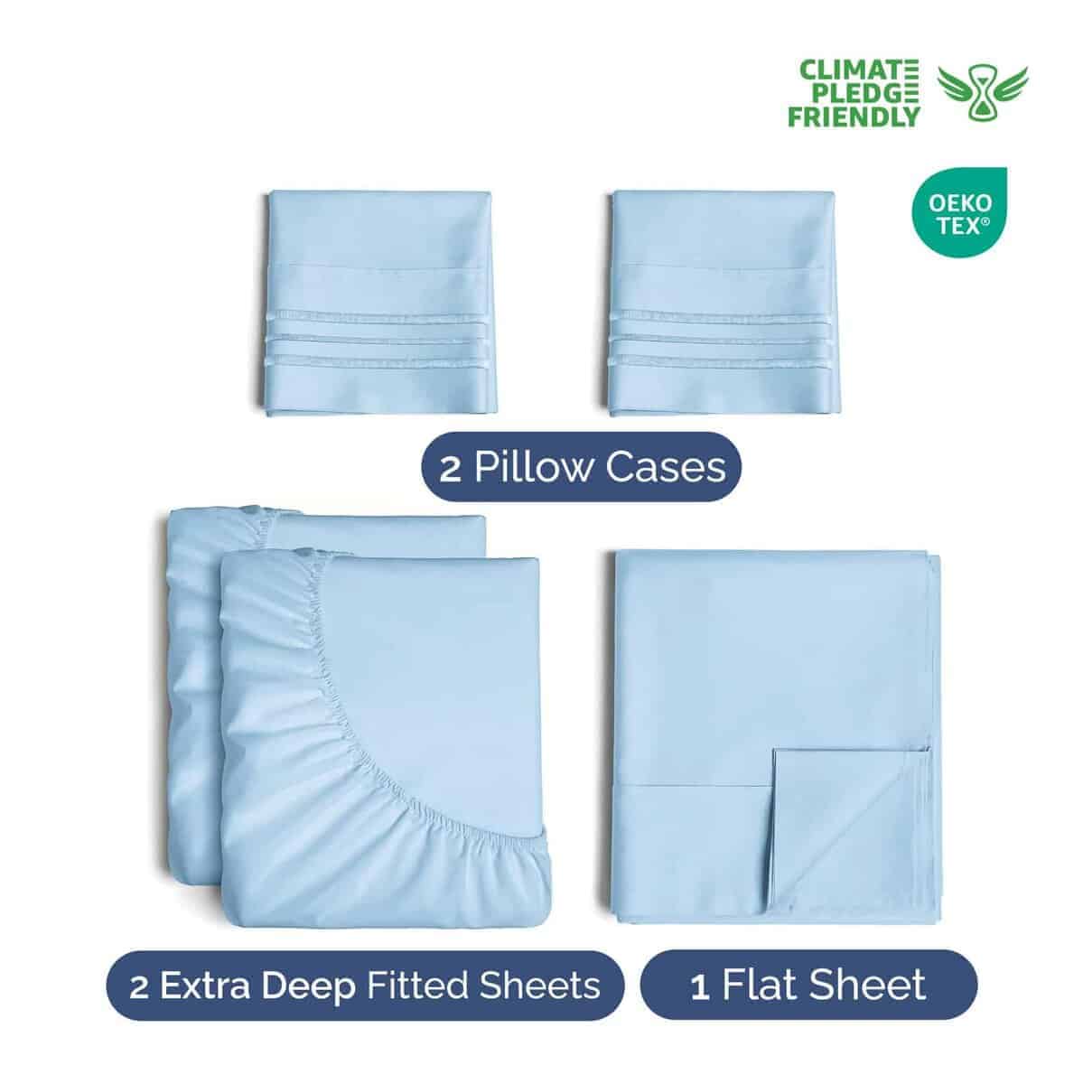 Juego de Sábanas Extra Deep Pocket Split -Azul Claro - Imagen 3