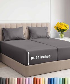 Juego de sábanas Extra Deep Pocket Split -Gris Oscuro