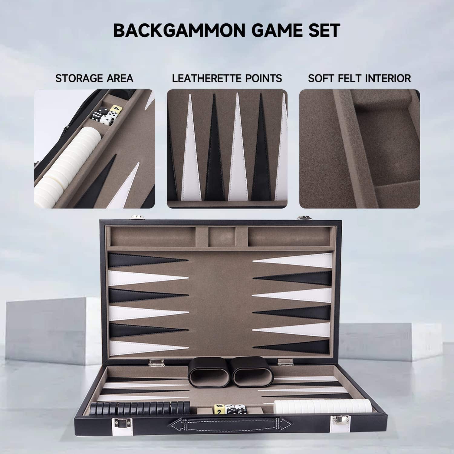 Juego de Backgammon de Cuero Premium GSE Games & Sports - Imagen 4