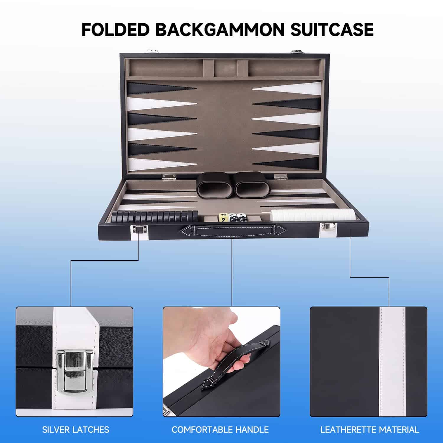 Juego de Backgammon de Cuero Premium GSE Games & Sports - Imagen 3