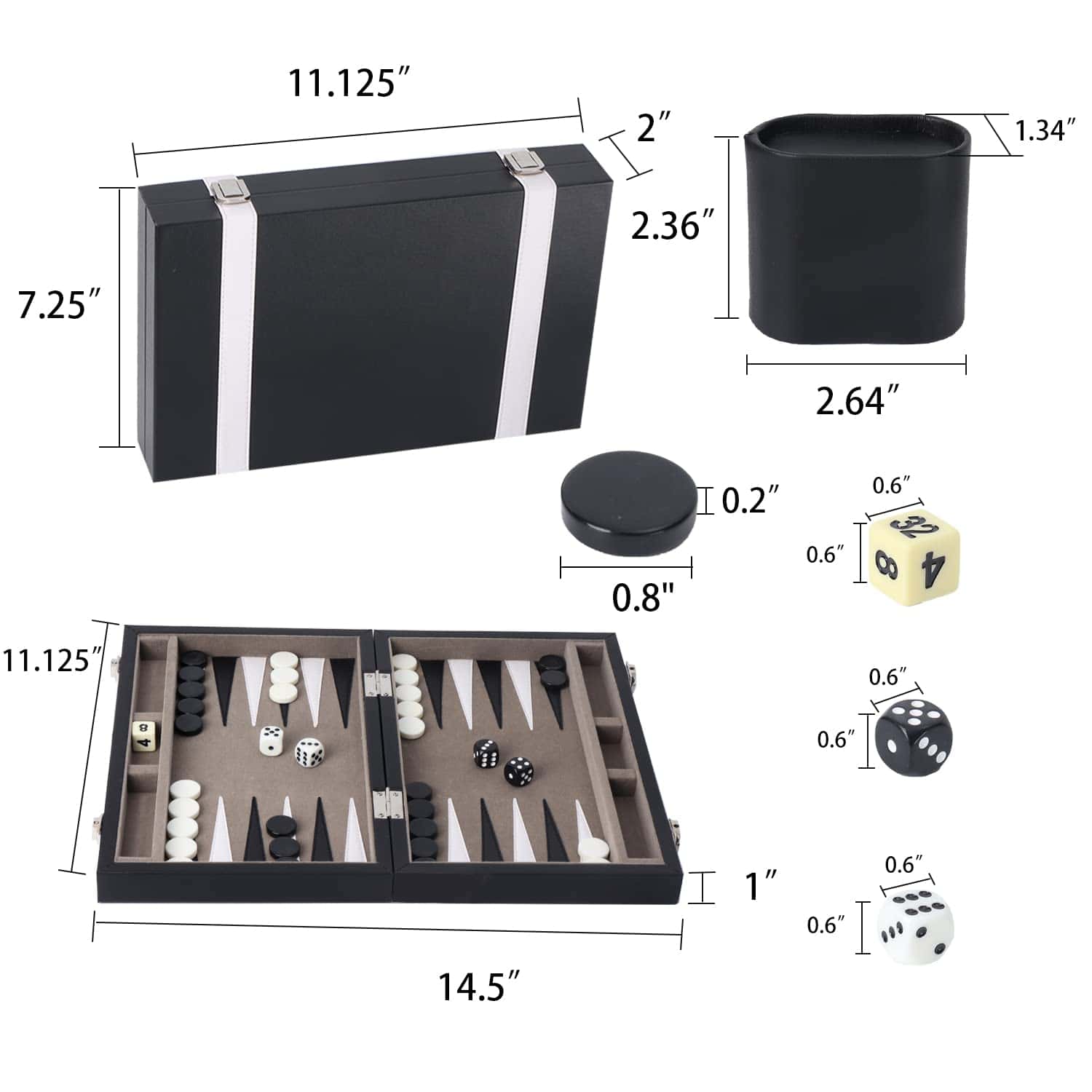 Tablero de Juego de Backgammon de Cuero Premium GSE Games & - Imagen 6