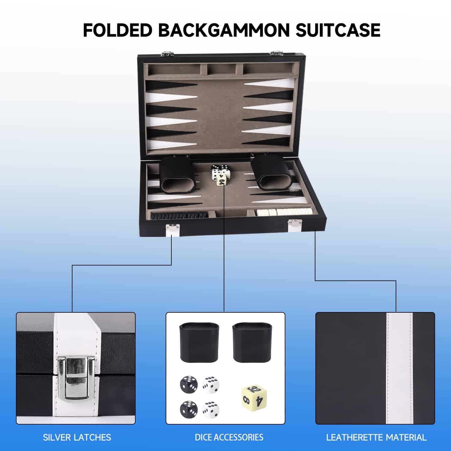 Tablero de Juego de Backgammon de Cuero Premium GSE Games & - Imagen 3