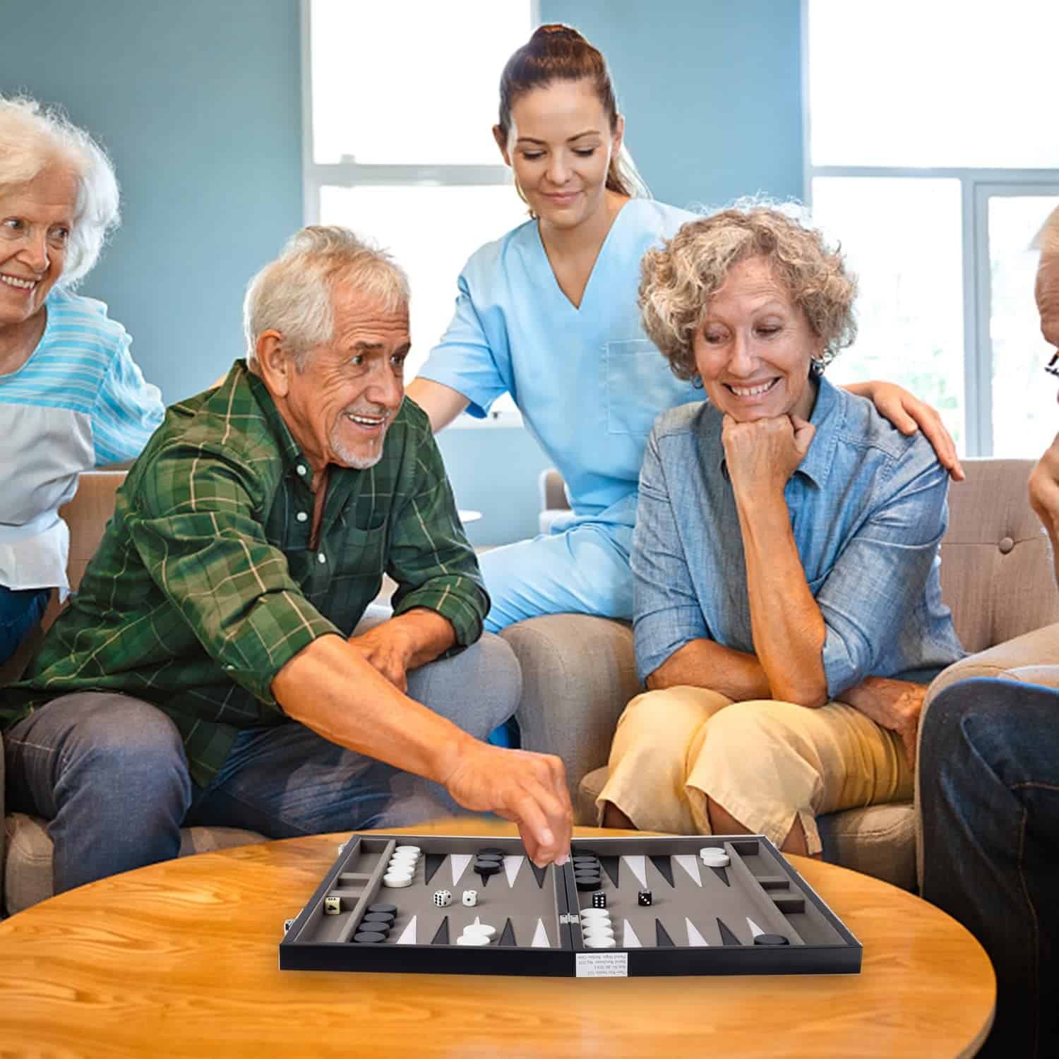 Tablero de Juego de Backgammon de Cuero Premium GSE Games & - Imagen 8