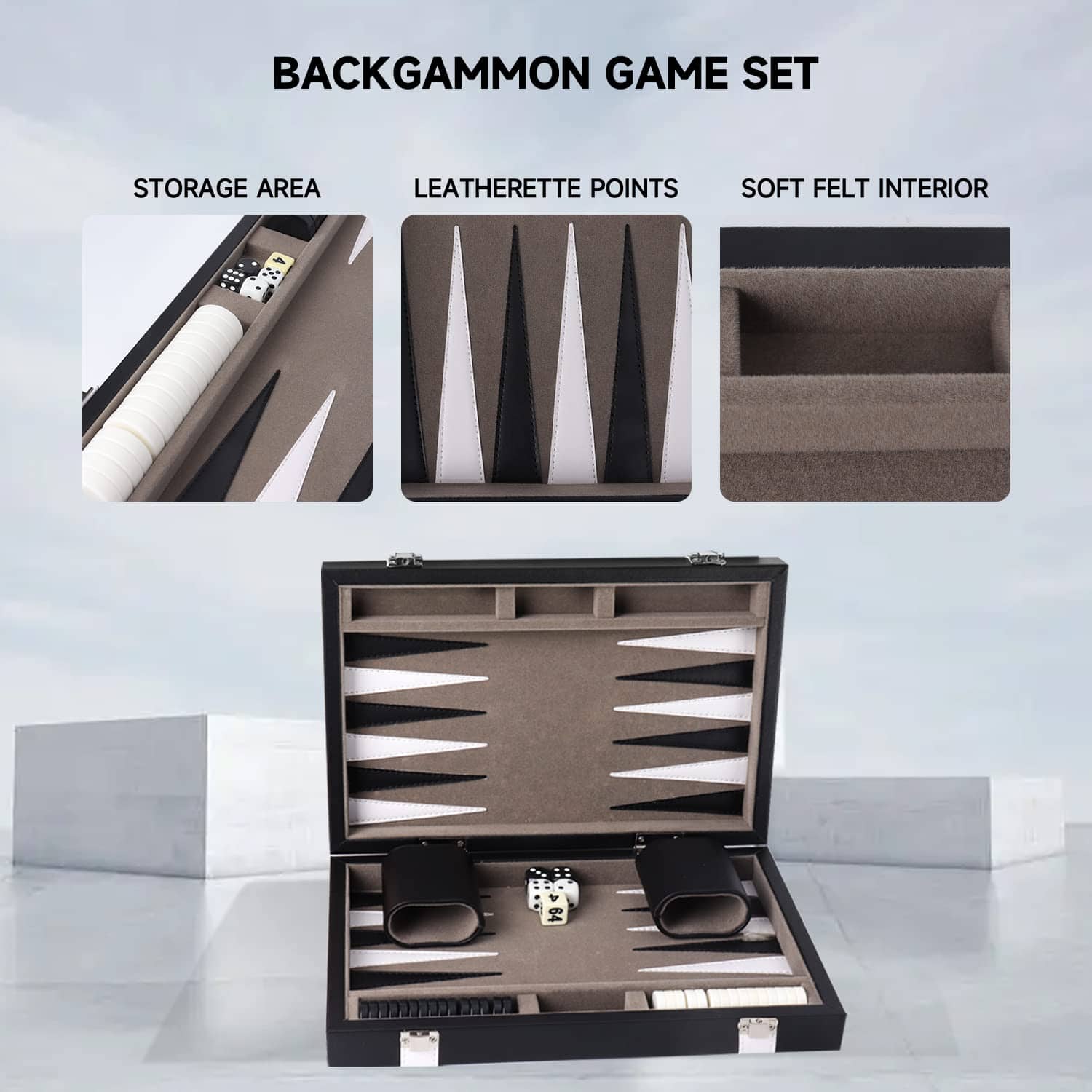 Tablero de Juego de Backgammon de Cuero Premium GSE Games & - Imagen 4