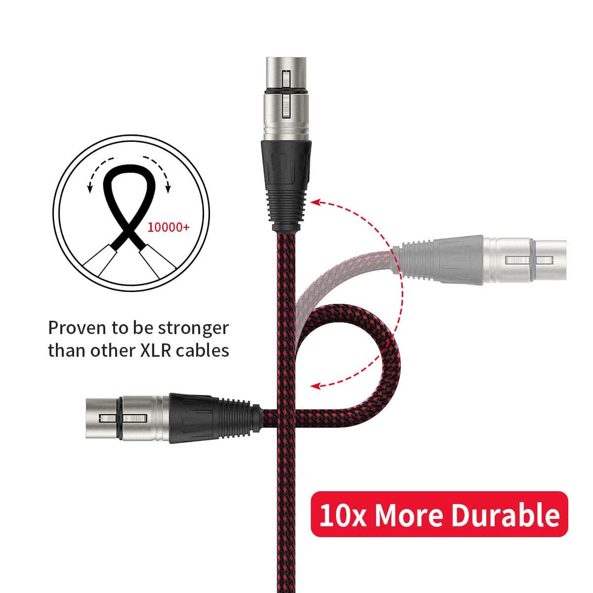 Cable XLR Entrelazado de Alta Resistencia BIFALE - 25 pies, - Imagen 4
