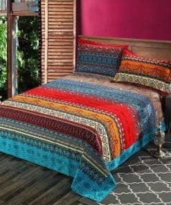 Juego de Sábana Plana Bohemia a Rayas Exóticas HNNSI con