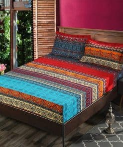 Juego de Sábana Ajustable Bohemia a Rayas Exóticas de HNNSI