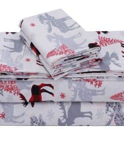 Juego de sábanas de franela 100% algodón -Ciervo Rojo