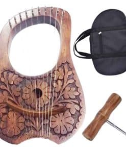 Arpa Lira Tradicional Escocesa de Madera de Rosa con Diseño