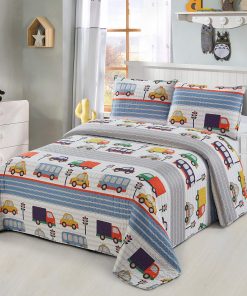 Juego de Colchas Acolchadas de Autos Azules Camiones