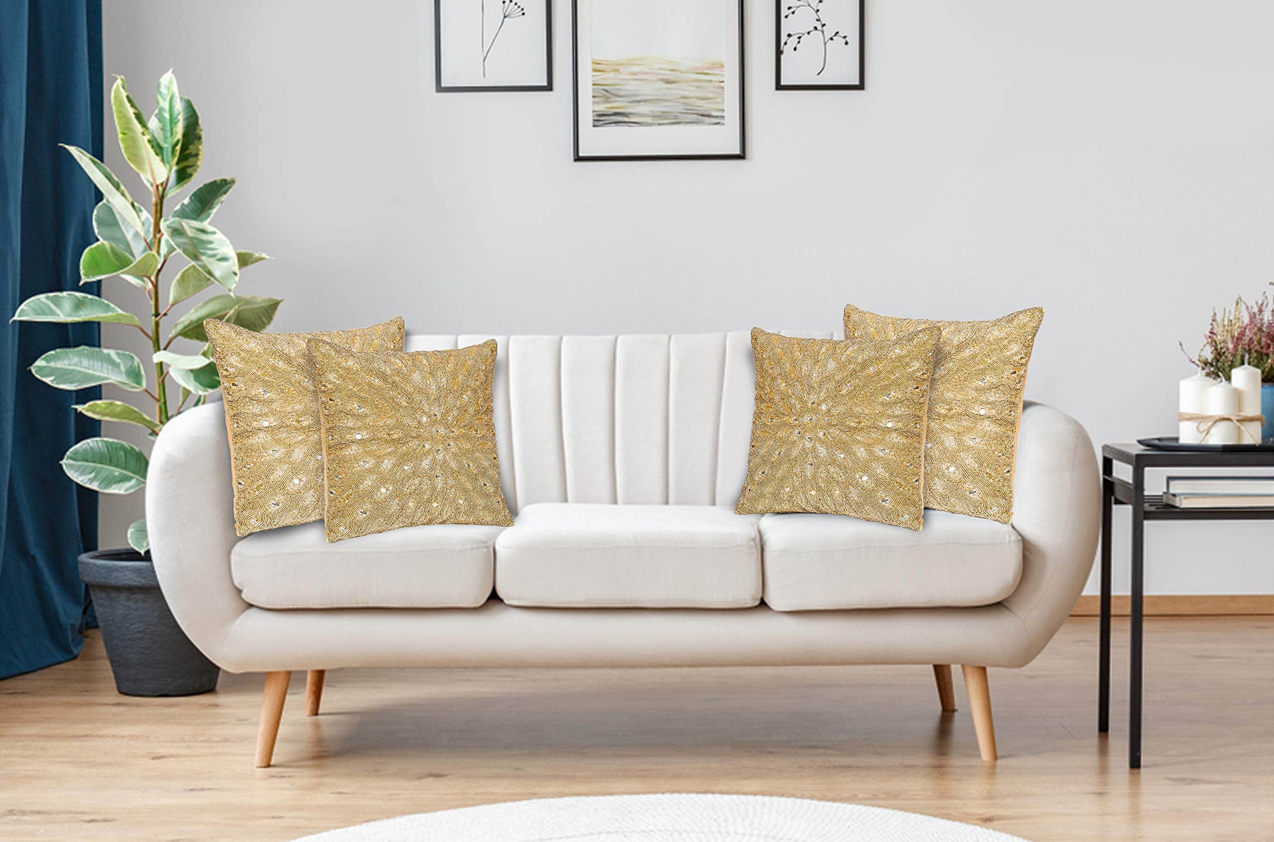 Funda de Almohada Decorativa con Cuentas a Mano - 16x16 - Imagen 3