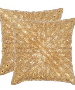 Funda de Almohada Decorativa con Cuentas a Mano - 16x16