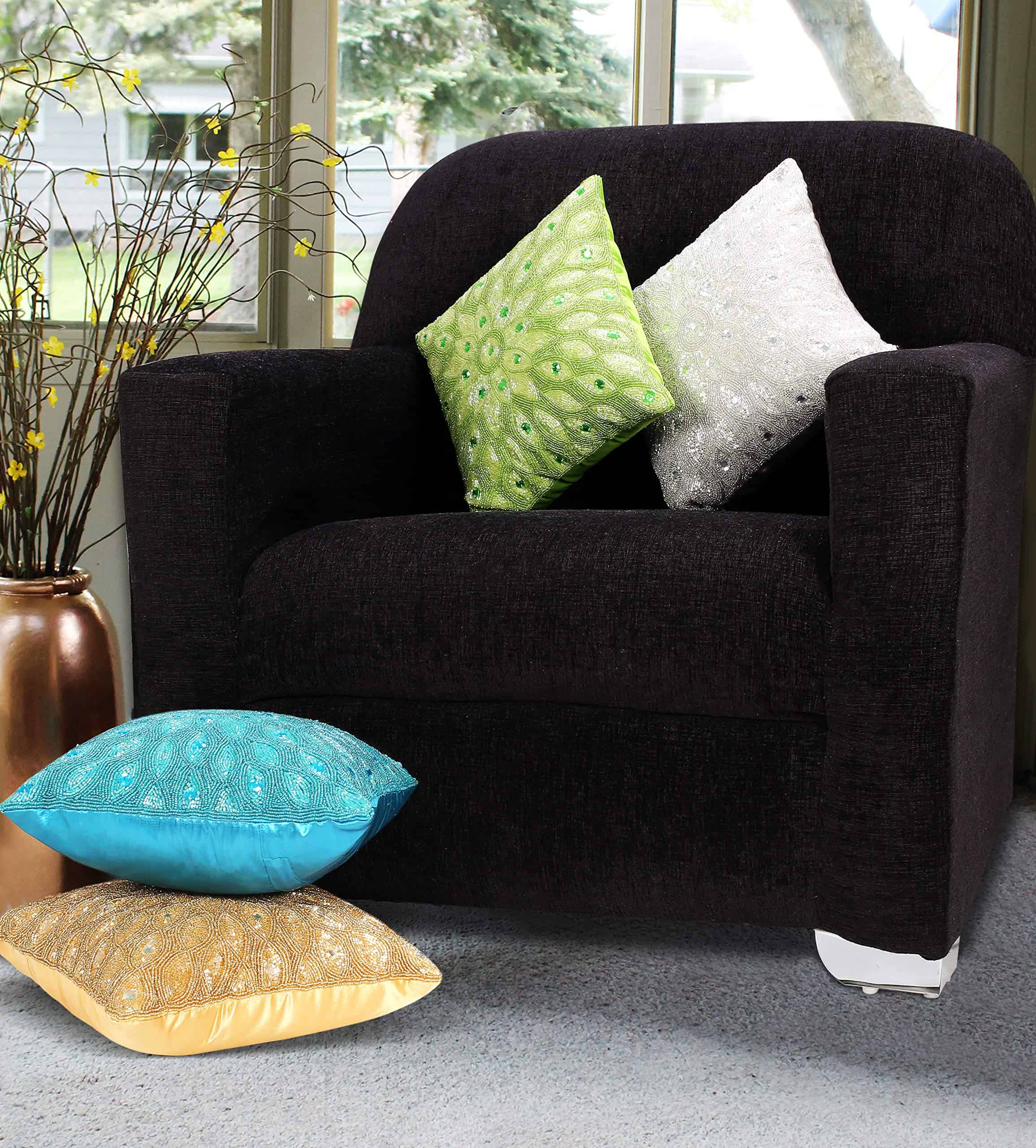 Funda de Almohada Decorativa con Cuentas a Mano - 16x16 - Imagen 10