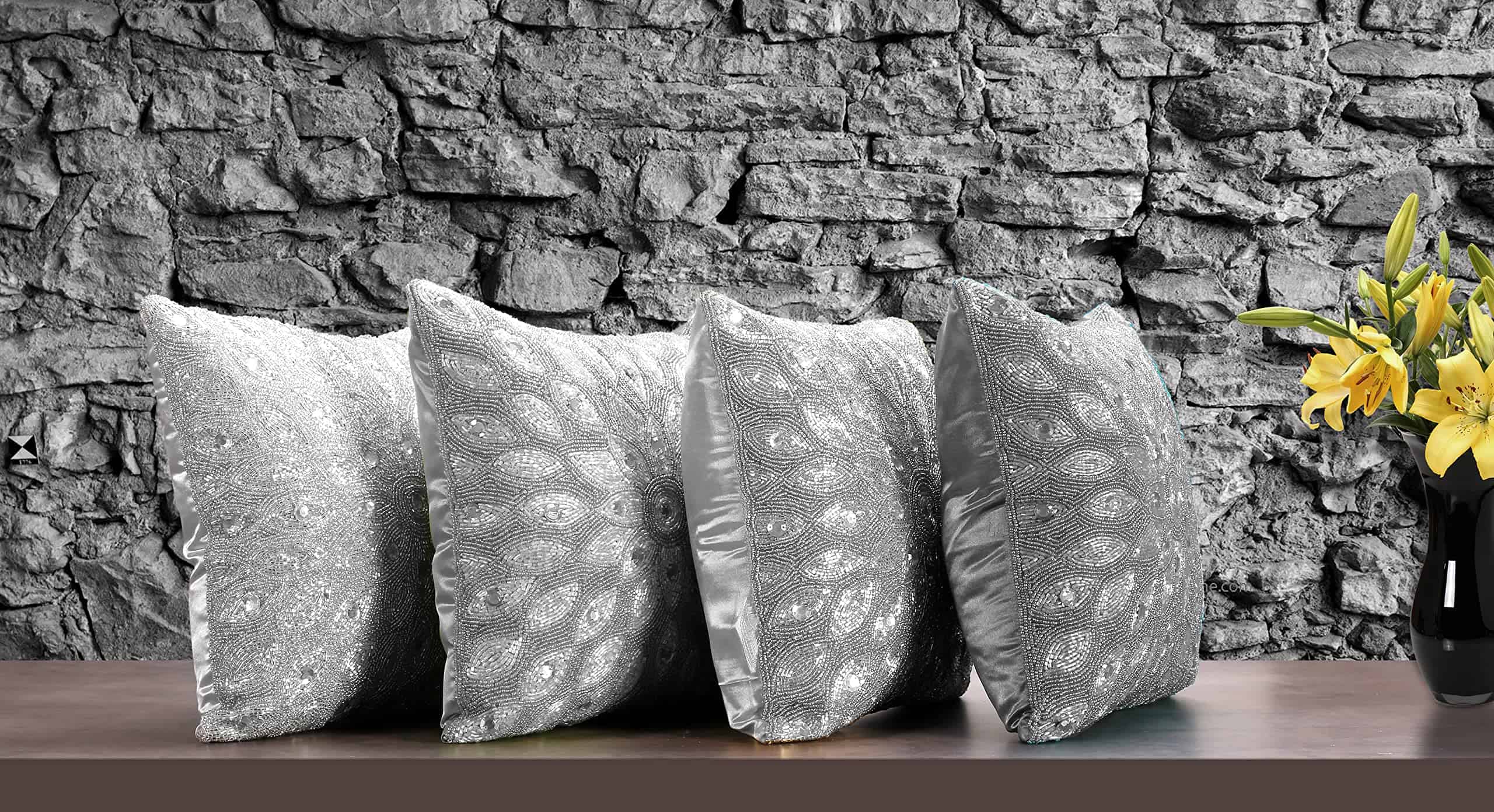 Funda de cojin decorativo de cuentas a mano - 12x12 - Imagen 4