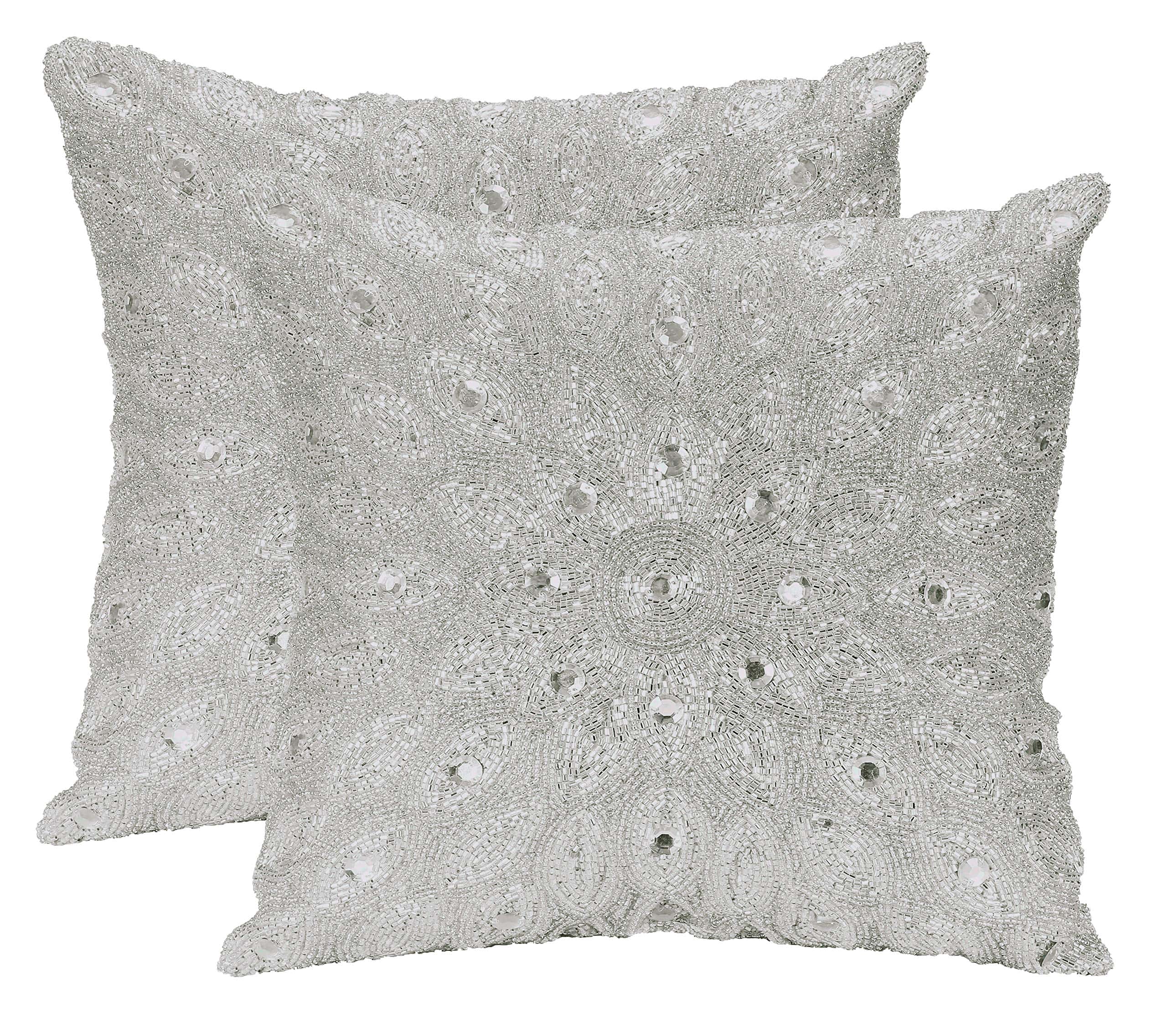 Funda de cojin decorativo de cuentas a mano - 12x12 - Imagen 3