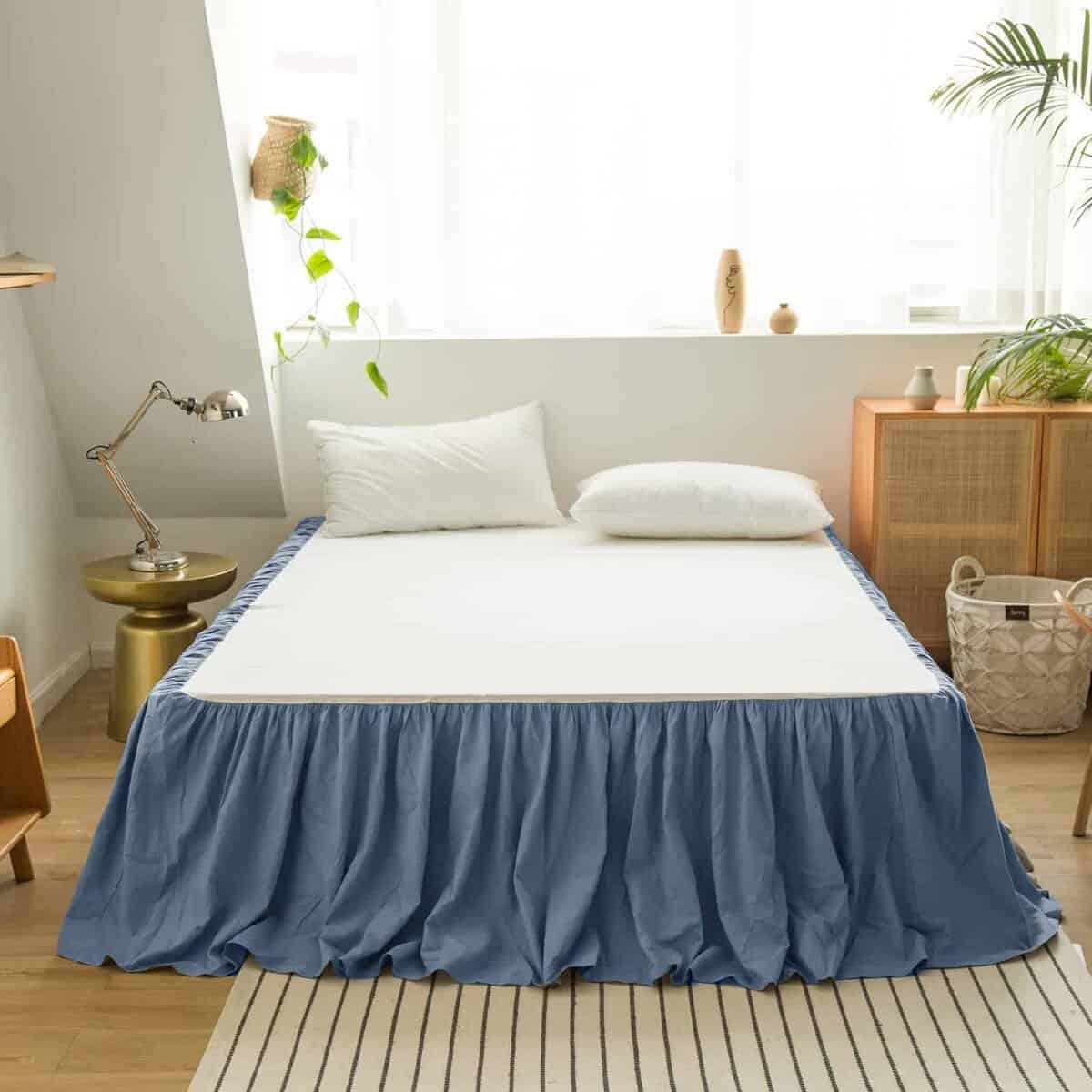 BISELINA Falda de Cama de Lino Francés -Azul Marino - Imagen 6