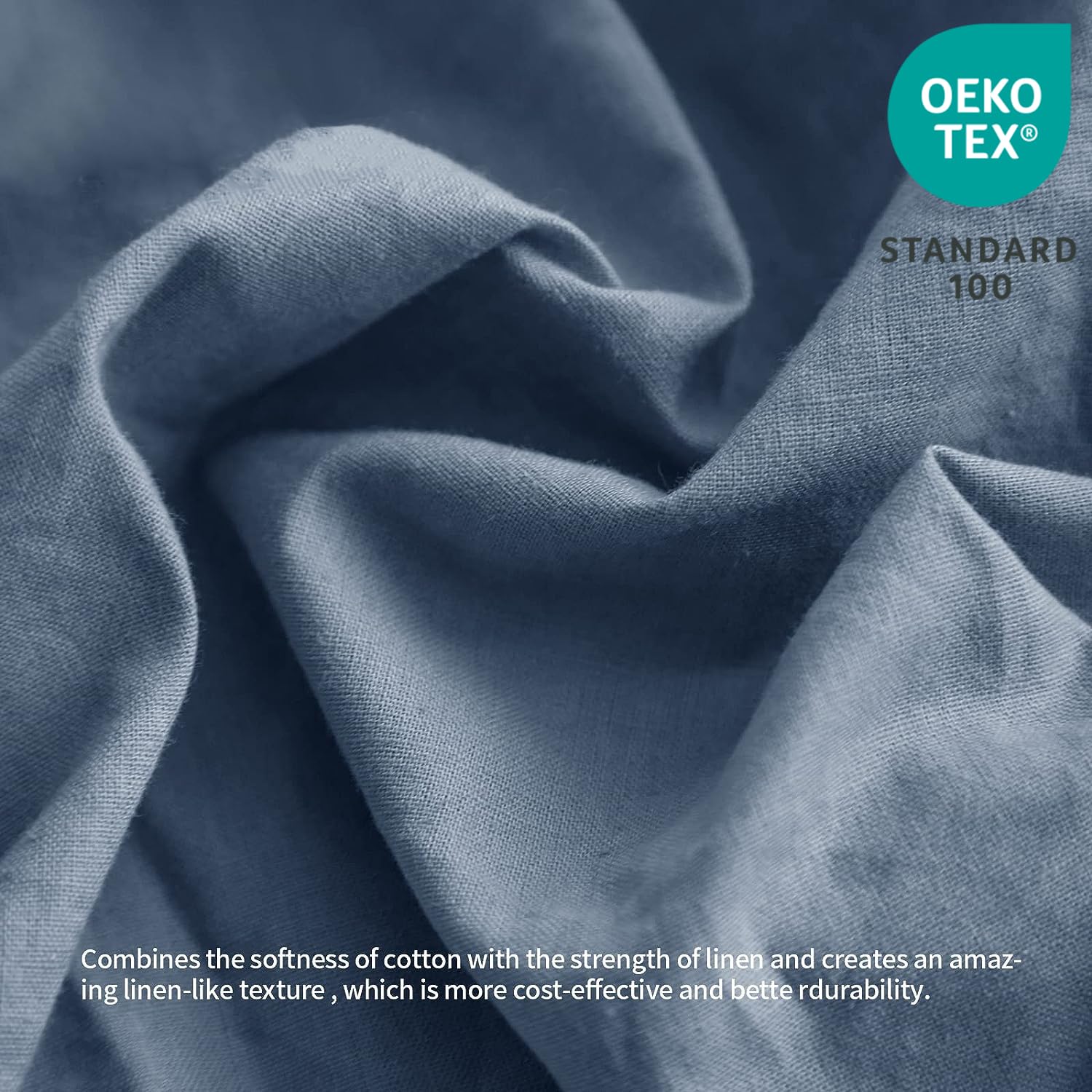 BISELINA Falda de Cama de Lino Francés -Azul Marino - Imagen 3