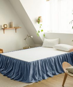 BISELINA Falda de Cama de Lino Francés -Azul Marino