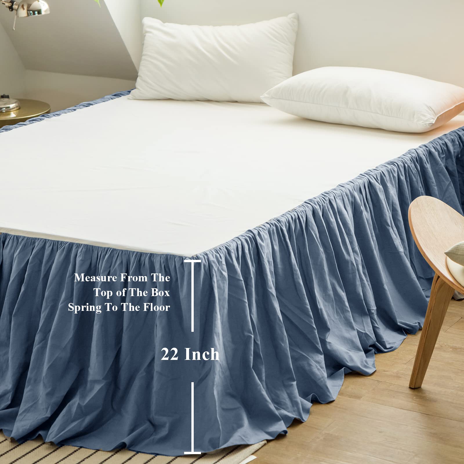 BISELINA Falda de Cama Francesa de Lino -Azul Marino - Imagen 5