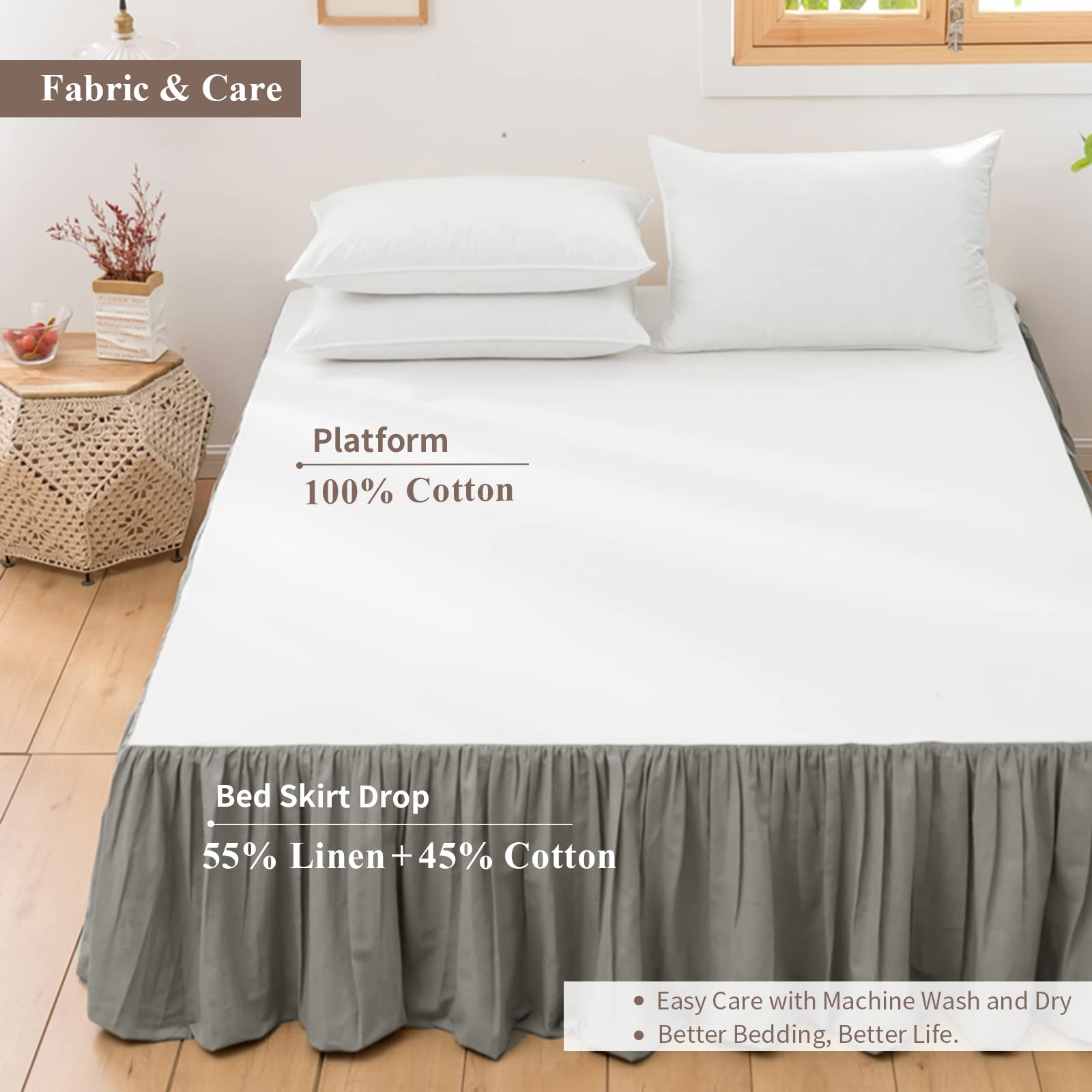 Bajera francesa de lino BISELINA con volantes plisados de - Imagen 4