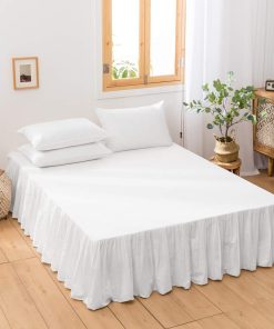 BISELINA Falda de Cama de Lino Francés -Blanco