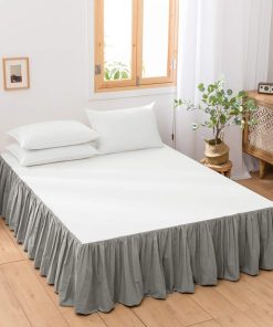 BISELINA Falda de Cama de Lino Francés -Gris - Volantes